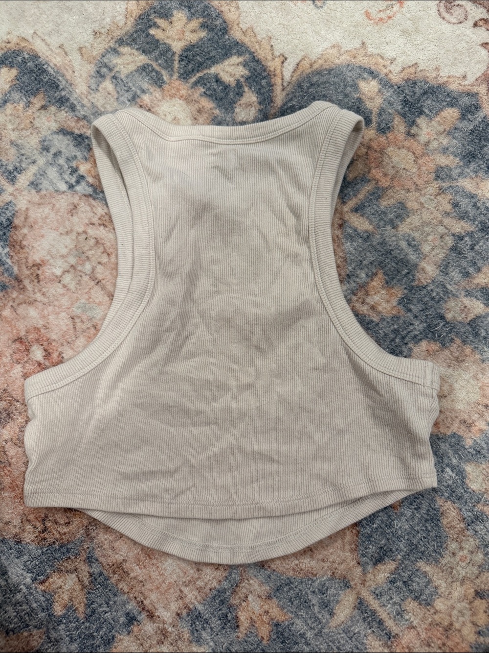 PacSun Light Beige Ribbed Racerback Crop Tank - Picture 3 of 3